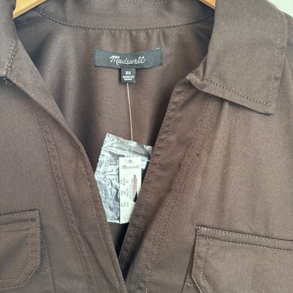 NWT Madewell Utility Long-Sleeve Popover Shirt Dark Carob Brown SZ Various - Picture 10 of 11
